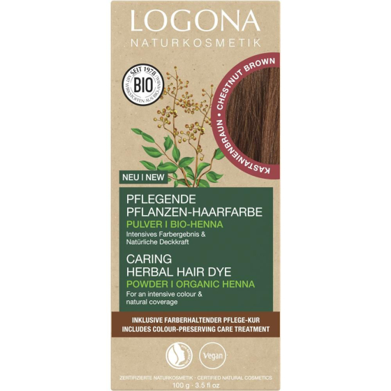 Logona Pflanzenhaarfarbe Pulver - Kastanienbraun, 100 g