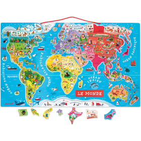 Janod Magnetpuzzle Weltkarte Französisch, 92 Teile