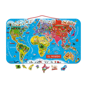 Janod Magnetpuzzle Weltkarte Italienisch, 92 Teile