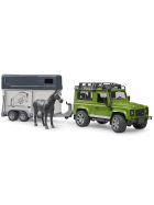 Bruder Land Rover Defender Station Wagon mit Pferdeanhänger & Pferd