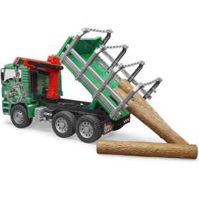 Bruder MAN Holztransport-LKW mit Ladekran &...