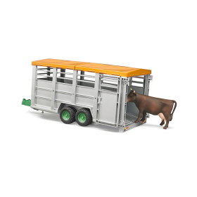 bruder Viehtransportanhänger mit Kuh
