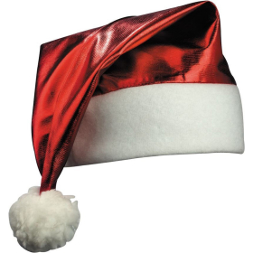 * Glänzende Nikolausmütze mit Pompon, rot