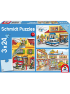 Puzzle Feuerwehr und Polizei, 3 x 24 Teile