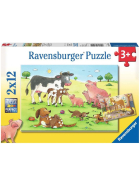 Puzzle Glückliche Tierfamilien, 2 x 12 Teile