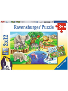 Puzzle Tiere im Zoo. 2 x 12 Teie