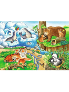 Puzzle Tiere im Zoo. 2 x 12 Teie