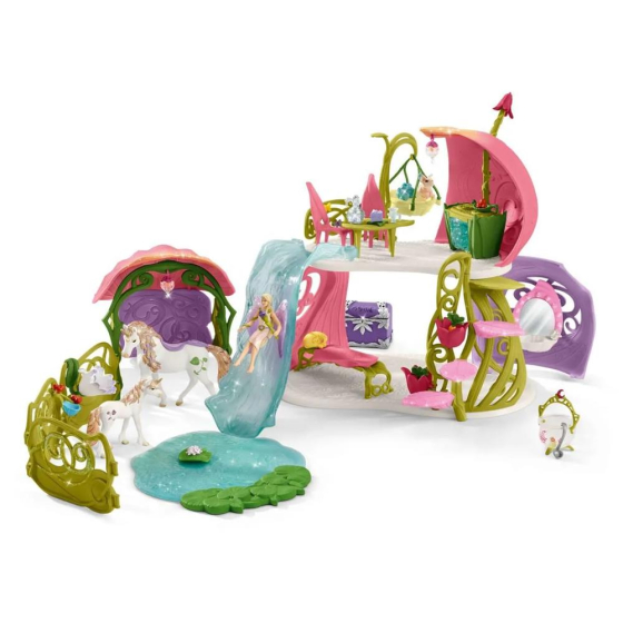 Schleich Glitzerndes Bl&uuml;tenhaus mit Einh&ouml;rnern, See und Stall