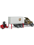 Bruder Mack Granite UPS Logistik-LKW mit Mitnahmestapler