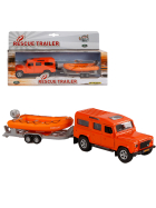 Spielzeugauto Land Rover Defender mit Boot