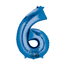 Amscan Folienballon Zahl 6 blau