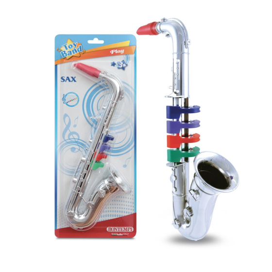 Bontempi Saxophone, 4 farbige Tasten Blister, 36 cm