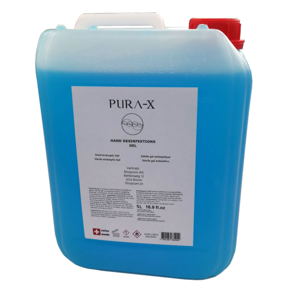 Pura-X Steril Antiseptic Gel, Swiss Made mit BAG Nr., 5 Liter