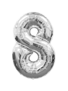 Folienballon Nummer 8, silber