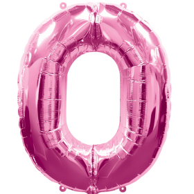 Folienballon Nummer 0, pink