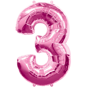 Folienballon Nummer 3, pink