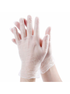 Vinyl Handschuhe gepudert, transparent/weiss, Grösse L, 5 Paar pro Beutel