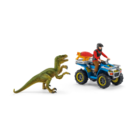 Schleich Flucht auf Quad vor Velociraptor