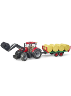 Bruder Case IH Optum 300 CVX mit Frontlader & Ballentransportanhänger