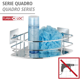 Wenko Turbo-Loc Eckablage Quadro, Edelstahl chrom