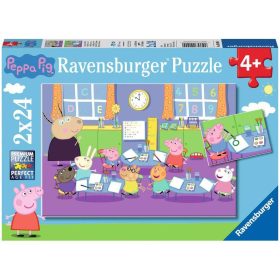 Ravensburger Kinderpuzzle - Peppa in der Schule, 2x24 Teile