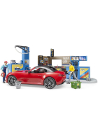 Bruder bworld Tankstelle mit Fahrzeug & Waschplatz