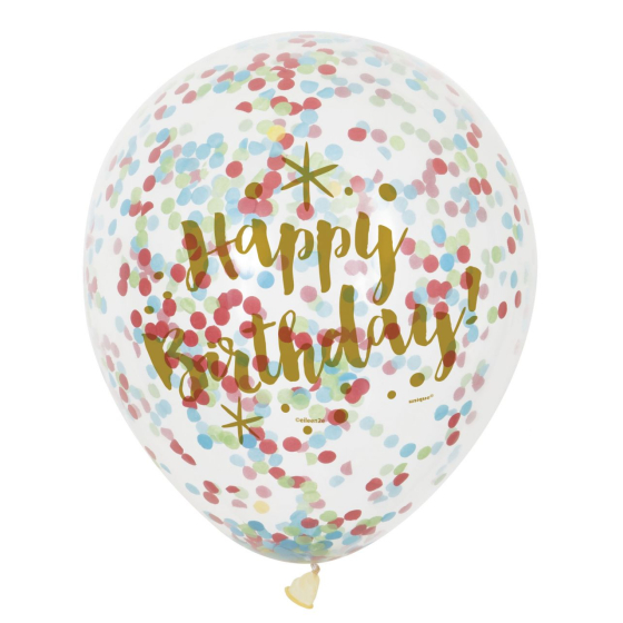 Idis Konfetti-Ballon Happy Birthday bunt 30cm, 6 Stk.
