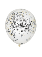 Idis Konfetti-Ballon Happy Birthday schwarz/weiss 30cm, 6 Stk.