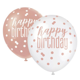 Idis Luftballone Happy Birthday 30cm Pink Mix, 6 Stk.