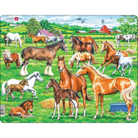Puzzle Schöne Pferde verschiedener Rassen, Farben...