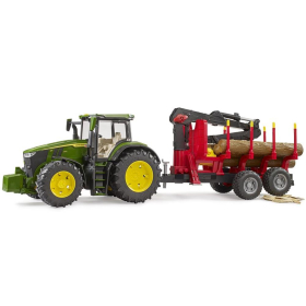 Bruder John Deere 7R 350 mit Rückeanhänger & Baumstämmen