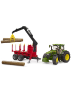 Bruder John Deere 7R 350 mit Rückeanhänger & Baumstämmen