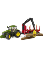 Bruder John Deere 7R 350 mit Rückeanhänger & Baumstämmen