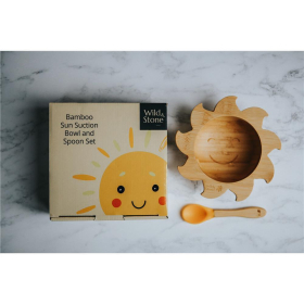 Wild & Stone Baby Bambussch&uuml;ssel mit Bambus-Silikon-L&ouml;ffel, pink