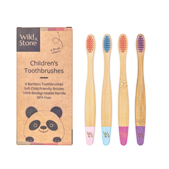 Wild & Stone Kinder Bambus Zahnb&uuml;rsten, soft, candy, 4er Pack