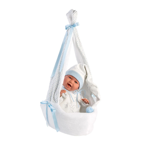 Llorens Babypuppe mit Hängewiege blau 42cm