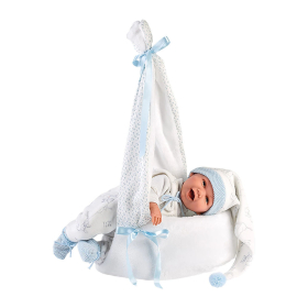 Llorens Babypuppe mit Hängewiege blau 42cm