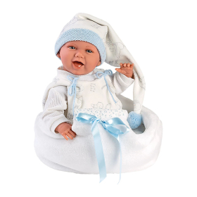 Llorens Babypuppe mit Hängewiege blau 42cm