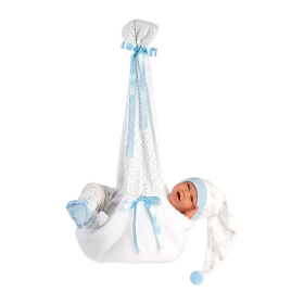 Llorens Babypuppe mit Hängewiege blau 42cm