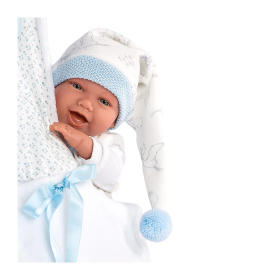 Llorens Babypuppe mit Hängewiege blau 42cm