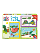 Puzzle Die kleine Raupe Nimmersatt, Raupe-Kokon-Schmetterling, 3 x 24 Teile