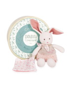 Doudou Bio Hase mit Schmusetuch, rosa 22cm