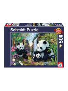Puzzle Pandafamilie am Wasserfall, 500 Teile