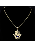 Perlstein Fatima Hamsa Halskette, Edelstahl, Gold, 60 cm