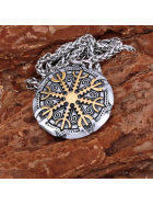 Perlstein Keltischer Kompass, Edelstahl, Silber/Gold, 60 cm