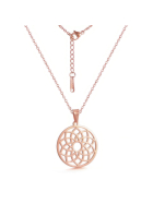 Perlstein Blume des Lebens Halskette, Edelstahl, Rose Gold