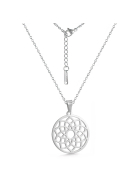 Perlstein Blume des Lebens Halskette, Edelstahl, Silber