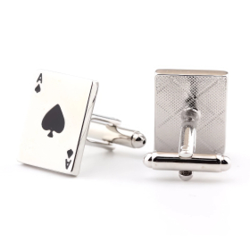 Poker Ass Manschettenknöpfe, Silber