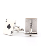 Poker Ass Manschettenknöpfe, Silber