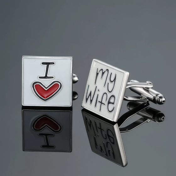 I love my Wife Manschettenkn&ouml;pfe, Silber